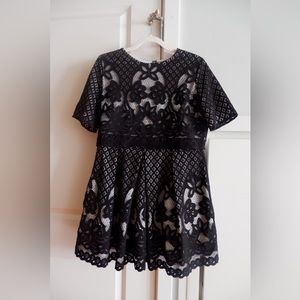 Black and White Floral Fit and Flare Dress